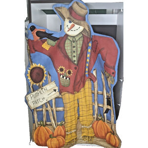 Autumn Scarecrow Wall Hanging Quilted Pumpkin Patch 41 x 27"